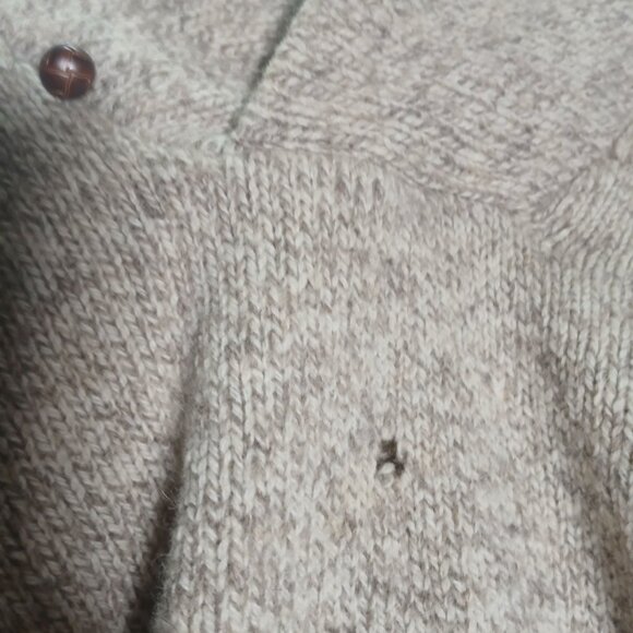 L.L. Bean Men's Wool Sweater Size Large Button Detail Beige Heather - Picture 6 of 12